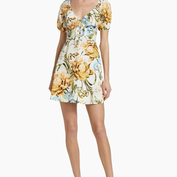 Favorite Daughter Yellow and Blue Floral Mini Dress - Picture 1 of 5